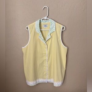 XL (16-18) Yellow and White Sleeveless Celestial Dreams Pajama Set w/ pockets